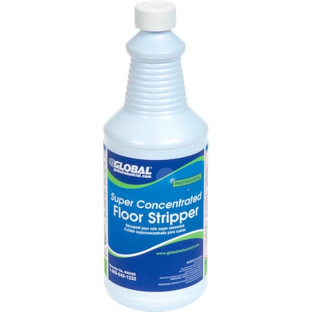 Global Industrial Super Concentrated Floor Stripper, 1 Quart Bottle, 4PK 640405